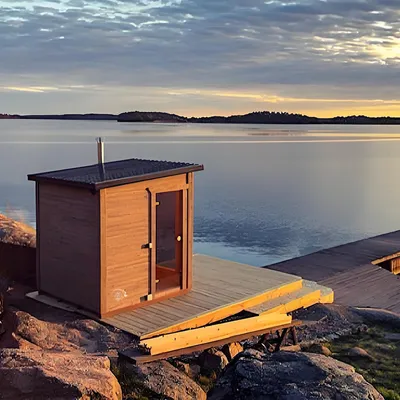Custom Triunity Prefab Sauna 4 Person Traditional Dry Sauna Cabin Outdoor Cube Square Sauna Room for Coastal Resort Developments