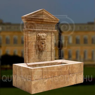 Outdoor Garden Decoration Antique Marble Stone Carving Water Wall Fountain