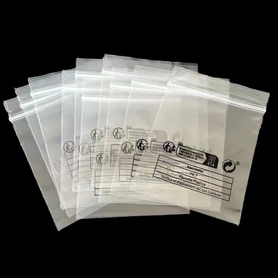 3"* 4" Plastic Zipper Ziplock Food Bag with Warning Logo Printed