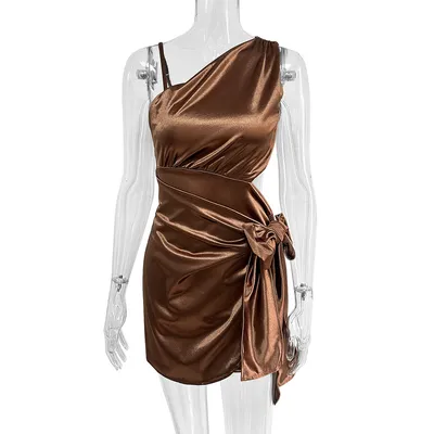 OEM/ODM Sexy off-The-Shoulder/One-Shoulder Sling Waist-Cinching Short Dress
