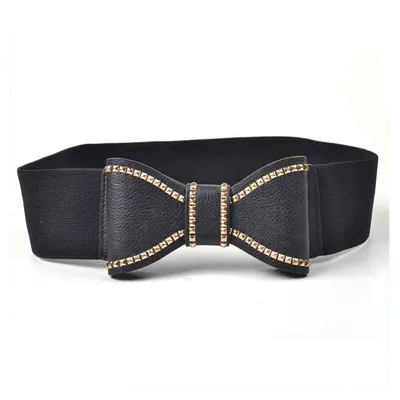 Customized Bow Design Lady Fashion Black Elastic Belts