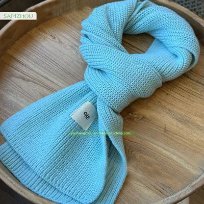 High-Quality Cotton Blend Knitted Scarf Plain Soft Shawl Lady Winter