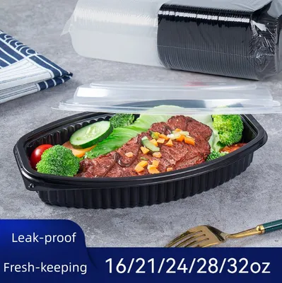 Microwavable PP Black Disposable Lunch Box Safe Food Container with Lid