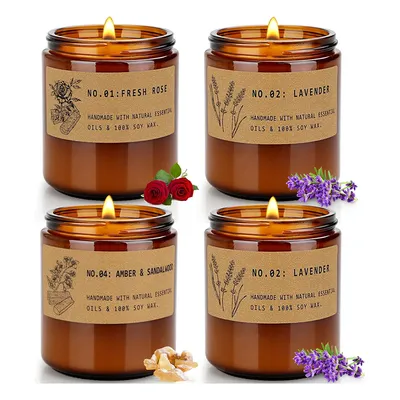4 Pack Candles for Home Scented, Soy Aromatherapy Candles