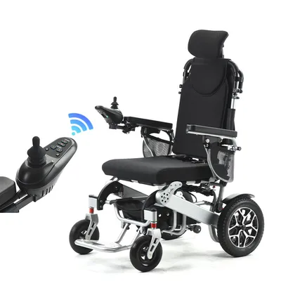 Lightweight Foldable Reclining Electric Wheelchair Aluminium Auto Folding Handicapped Power Wheelchair