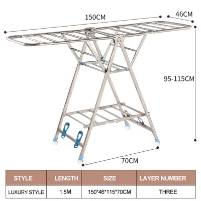 Portable Airfoil Rail Rack Foldable Shelves Indoor Balcony Steel Cloth Dryer Hanger