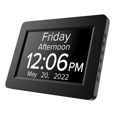 2022 All New Dementia Clocks Amazon with 8inch Screen Extra Large Fonts Best Gift for Senior (Black)