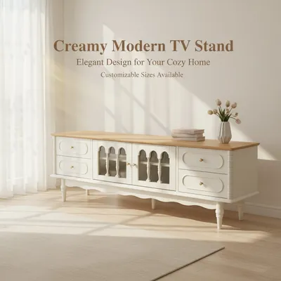 Creamy French Style Custom Size Storage TV Cabinet