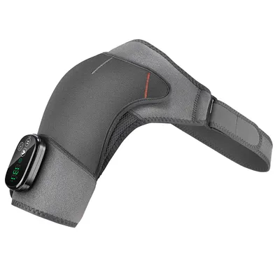 Shoulder Massager - 4 Motors, 5 Speeds, Heat Therapy, Rechargeable, Grey