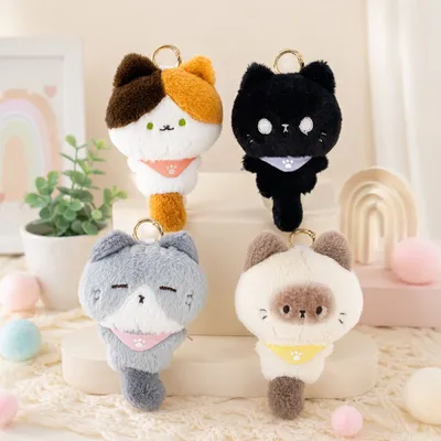 Cute Cat Plush Gel Keychain Pen, 2 In1 Writing Pen, Hangable on Backpack, Creative Student Stationery