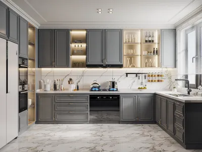 Ready to Assemble Cuisine Kitchen Cabinets Complete Wooden Kitchen Furniture Shaker Style Kitchen Cabinets Set with Storage Island and Counter