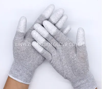 Most Popular 13G Carbon Fiber Top Fit PU Coated Gloves ESD PU Gloves