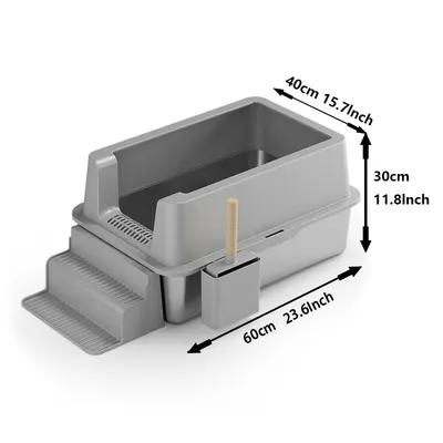 Premium Splash-Proof Cat Litter Tray for Easy Cleaning