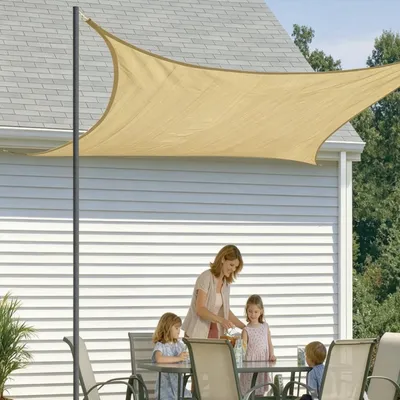 Durable Rectangle Sunshade Sail for Patios, Sand Color, 185GSM
