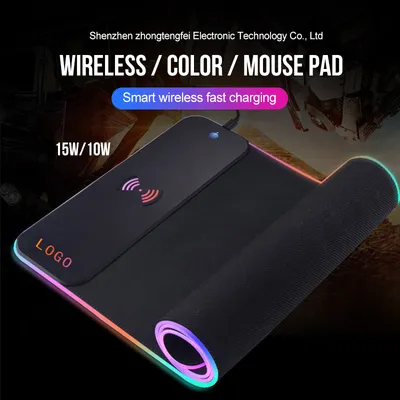 10W Customized Larger Size Wireless Charging RGB Mouse Pads with Waterproof Fabric