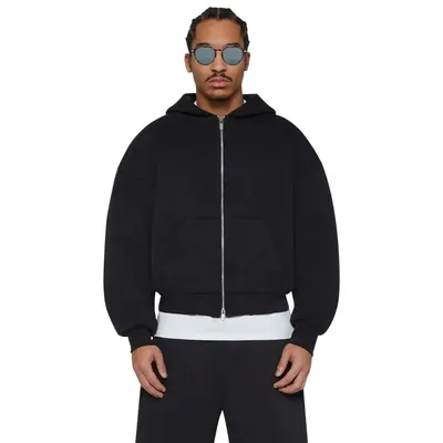 Plain Zip up Oversized Sweatshirt Custom Cotton Streetwear Essentials Hoodie for Men