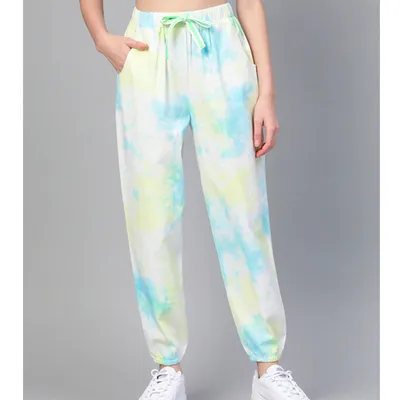 Women Printed Casual Ankle Pants with Elastic Waist Band