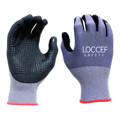 Loccef Safety Microfoam Nitrile Coated Gray Nylon Gloves Flex Grip Touchscreen Breathable