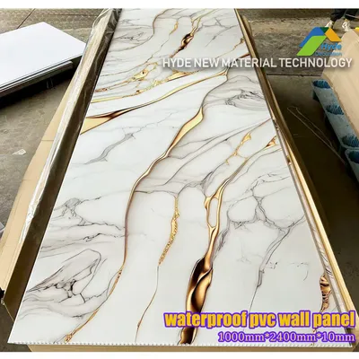 10mm Thick 1m Wide Waterproof Building Material Marble Effect PVC Bathroom Wall Panel for Shower Wet Room Decoration