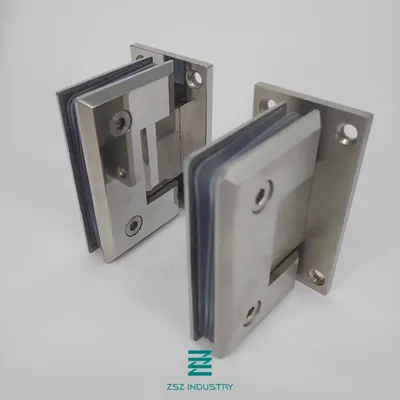 Wall to Glass Stainless Steel Glass Door Hinges Middle Arc Shape H90mm X W
