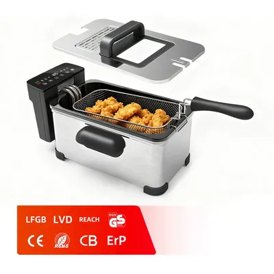 Touch Screen Portable Stainless Steel Deep Fryer 3.0L