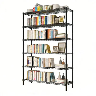 Basic Simple Nordic Books Rack Adjustable Large Capacity Bookcase Eco-Friendly Wire Shelving for Office or Library Rooms
