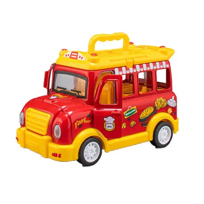 Zhiqu Unisex Plastic Cartoon Alloy Hamburger Toy Car New Model with Light Music Rear Wheel Powerdrivable for Children