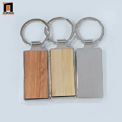 Wholesale Laser Engraving Name Logo Accessories Wooden Blank Key Chain Tag Keyring Custom Leather Promotional Wood Keychain