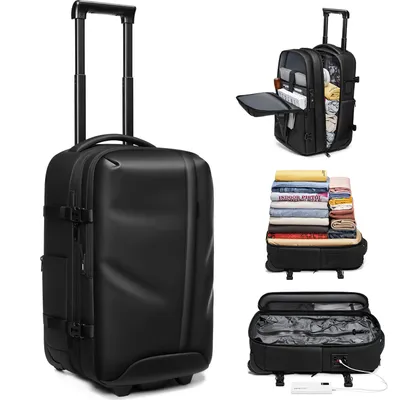 Waterproof Expandable Odour Resistant One Click Trolley Vacuum Compression Backpack for Men