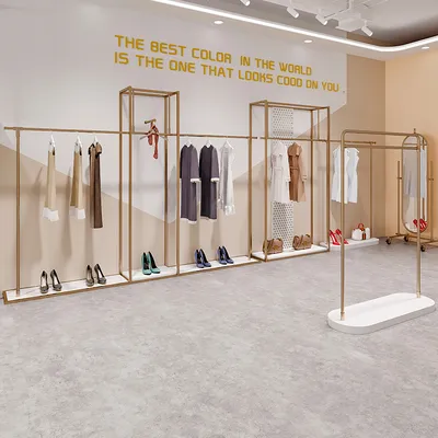 Heavy Duty Gold Metal Double Arm Clothing Display Racks for Men Suit Boutiques