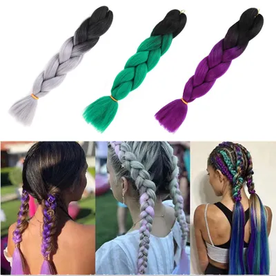 Gradient Braiding Hair Colored Hair Extension Braid Hair Box Twist Braiding Hair