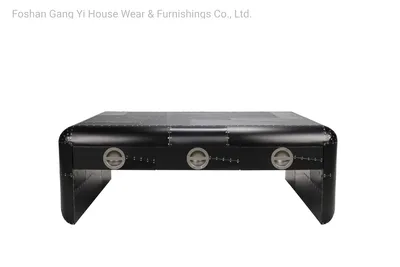 Vintage Coffee Table for Bar with Black Aluminium