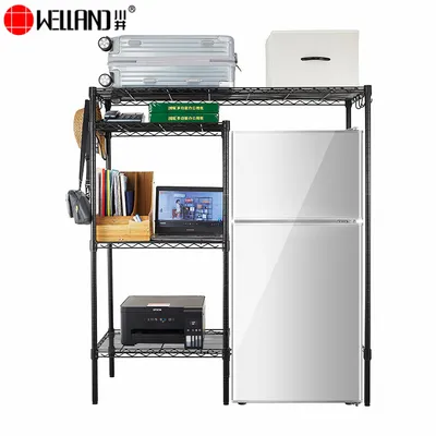 4-Tier Adjustable Metal Wire Shelving Organizer Over The Fridge Storage Rack