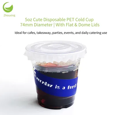 5oz Durable Stylish Cold Beverages Plastic Disposable Coffee Cup Set with Lids