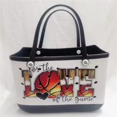 Customizable Sports Football Basketball Patterns Wholesale Bogg EVA Beach Bag Outdoor Waterproof Large Women Tote Bags