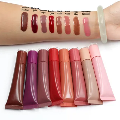 Wholesale Make up Custom Hydrating Private Label Lip Gloss Vendor No Logo with Moisturizing Lip Balm Butter Lip Gloss with Silicone Brush