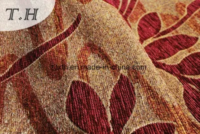 2016 Red Maple Leaves Pattern Chenille Jacquard furniture Fabric