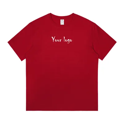 Red Round Neck Cotton T Shirts Unisex Daily Wear Print T Shirt
