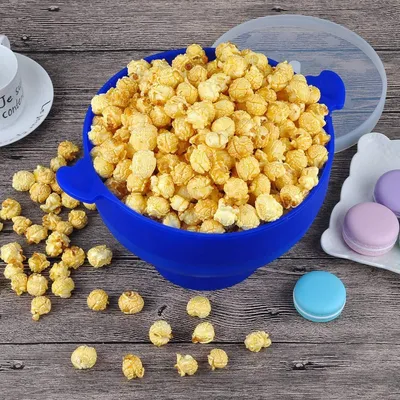High-Quality Factory Custom Silicone Popcorn Machine Popcorn Bucket with Lid Without BPA Microwave Oven Foldable Silicone Popcorn Bowl