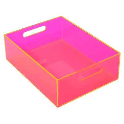 Neon Pink Kitchen Pantry Organizer Acrylic Storage Container Box with Handles