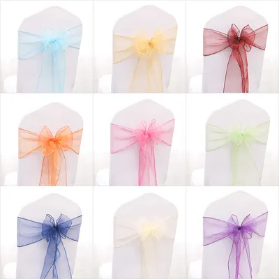 Cheap Factory Manufacture Tulle Wholesale Hotel Wedding Party Chair Cover Bow Chair Sashes
