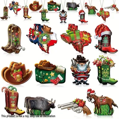 Cowboy Style Western Boots Christmas Ornament Pendant