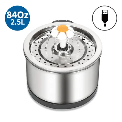 Zmaker 2.5L Dog Water Dispenser Stainless Steel Fountain for Cats