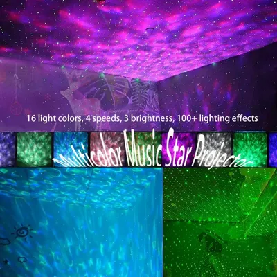 Star Projector Baby Sky Lighting Twinkling Musical Laser Night Light with Remote Control Christmas Decoration LED Light