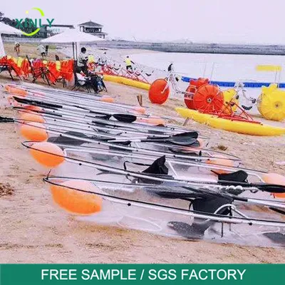 Wholesale Clear Bottom Kayak 2 Person Polycarbonate Transparent Kayak Boat with LED