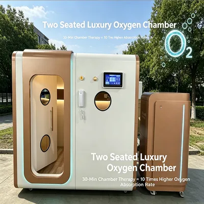 Premium Dual-Seat Carbon Fiber Hyperbaric Oxygen Chamber 1.1 to 2.0 ATA Adjustable Seated Hbot Cabin with HD TV for Luxury Skincare & Anti-Aging