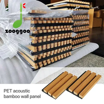 Soundproof Akupanel Bamboo Wood Polyester Ceiling Panel Board Pet Acoustic Wall Panel