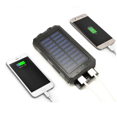 Waterproof 20000mAh IP67 Mobile Power Bank Solar Charger with Compass and LED Light