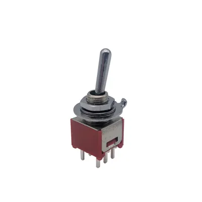 5.08 mm Pitch Sub-Miniature Toggle Switch 6p on-off-on PC Mounting Red Toggle Switch