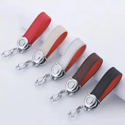 Wholesale Blue Black Luxury Sublimation PU Leather Keychain Personalized Car Key Chain Custom Leather Keychains